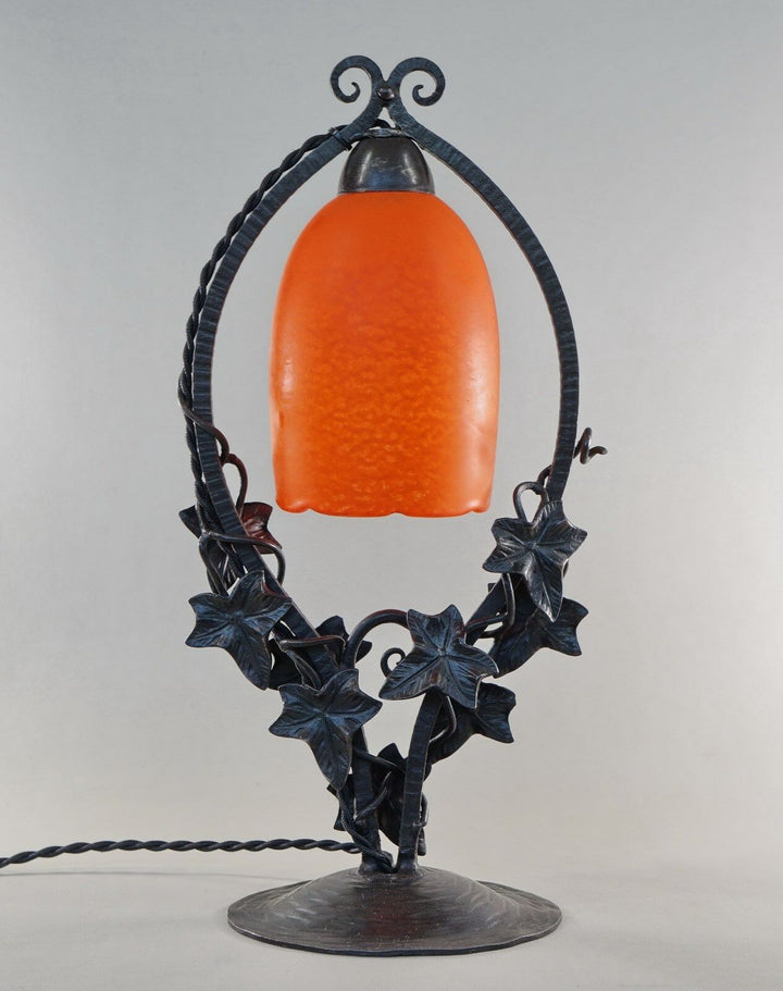 DELATTE : FRENCH ART DECO LAMP ............... wrought iron 1925 1930 muller era