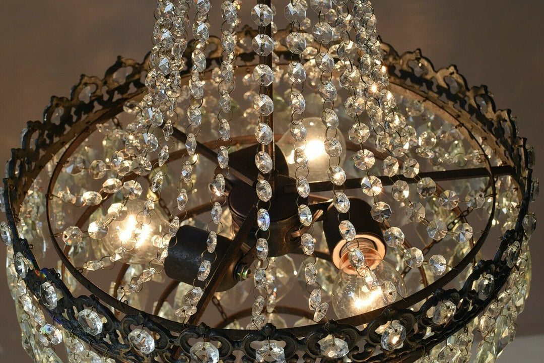 Vintage Crystal Chandelier Antique Brass French Empire Home Lighting Retro lamp