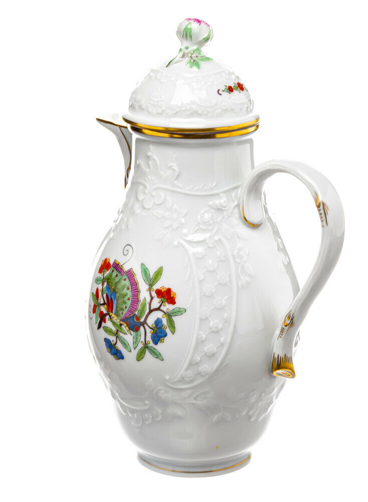 マイセン　シノワズリ　モカポット　中国の蝶