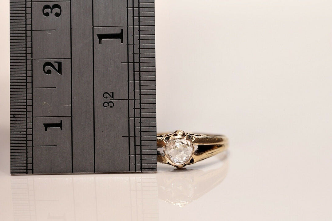 アンティーク 18K ナチュラルローズカットダイヤモンドのソリテールリング