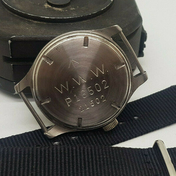 VERY RARE 40'S W.W.W. CYMA DIRTY DOZEN BLACK DIAL MAN'S WATCH P16502 21502
