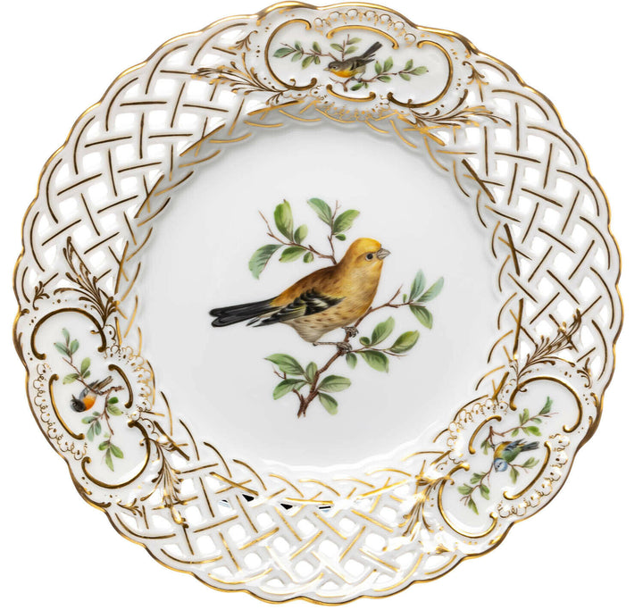 Durchbruchteller Vogel auf Ast Meissen Neuer Ausschnitt 1. Wahl 1850-1924 20,5cm