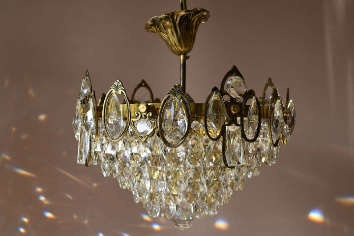Flush Antique Vintage Crystal Chandelier, Lighting Low Ceiling Pendant Light