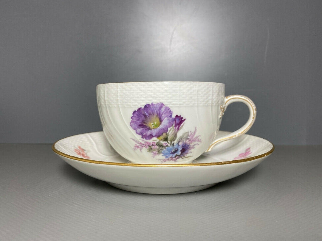 KPM BERLIN TEE GEDECK TASSE UT NEUOSIER WEICHMALEREI BLUMEN DEKOR 50 1.WAHL 1914
