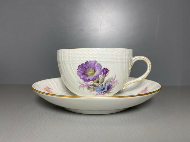 KPM BERLIN TEE GEDECK TASSE UT NEUOSIER WEICHMALEREI BLUMEN DEKOR 50 1.WAHL 1914