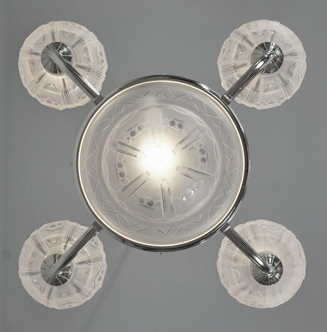 SABINO : FRENCH ART DECO CHANDELIER 1930 ... bronze lamp lustre lampe muller era