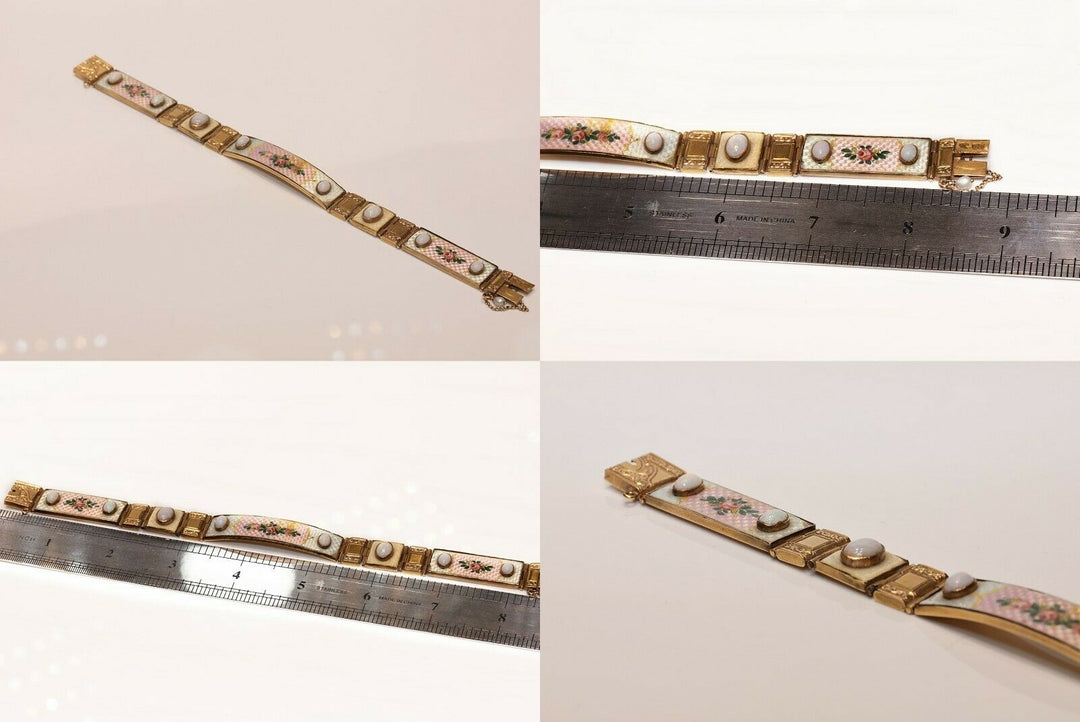 アンティーク ロシア 14K オパリンとエナメルのブレスレット