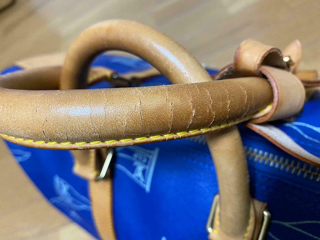 LOUIS VUITTON KEEPALL 45 BAG CUP 1992 BLUE LEATHER VINTAGE Boston LV2