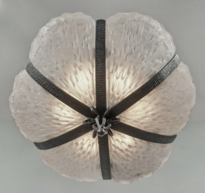 LOUIS RAVAUD : LARGE 1930 FRENCH ART DECO CHANDELIER . wrought iron muller era