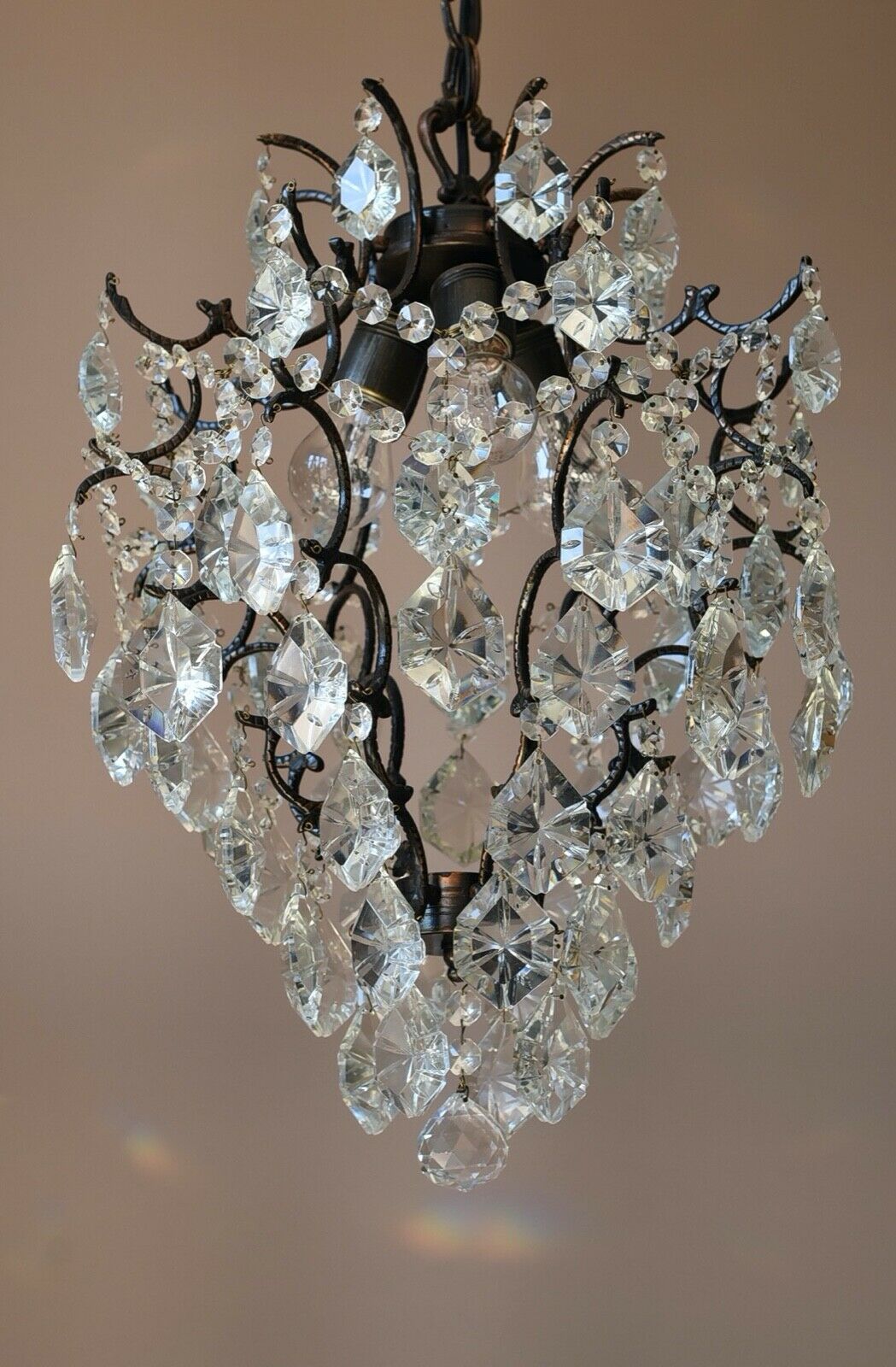 Antique/ Vintage Brass Chandelier, Ceiling lighting Wedding Bridal Pendant Lamp