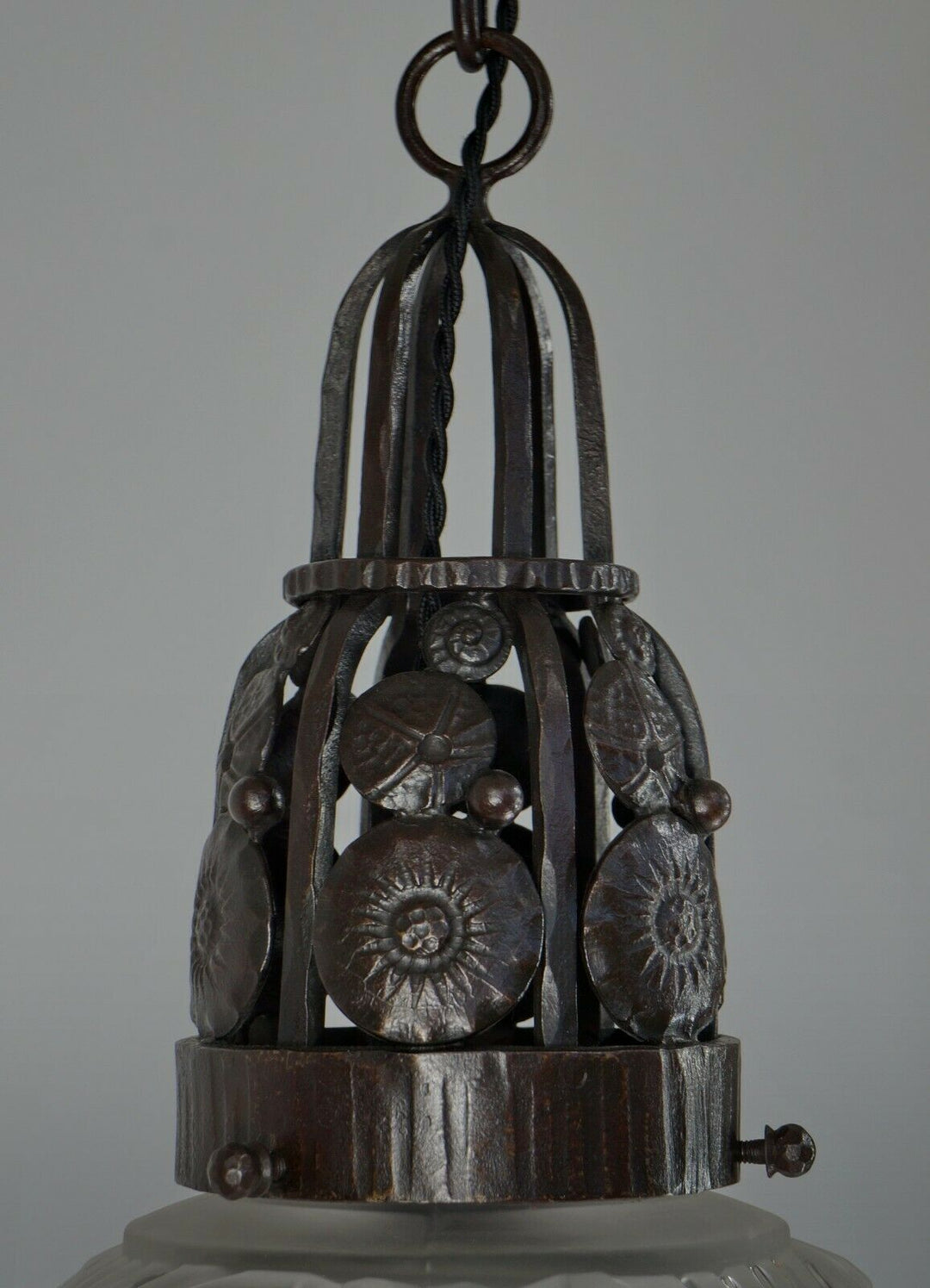 VASSEUR & MULLER FRERES : FRENCH ART DECO PENDANT chandelier 1930 peacock France