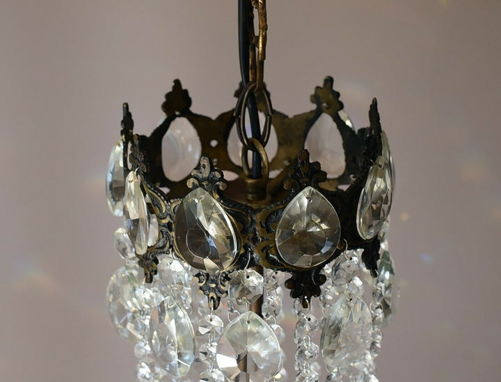 Two Matching Antique Vintage Crystal Chandeliers, Ceiling Lighting, pendants