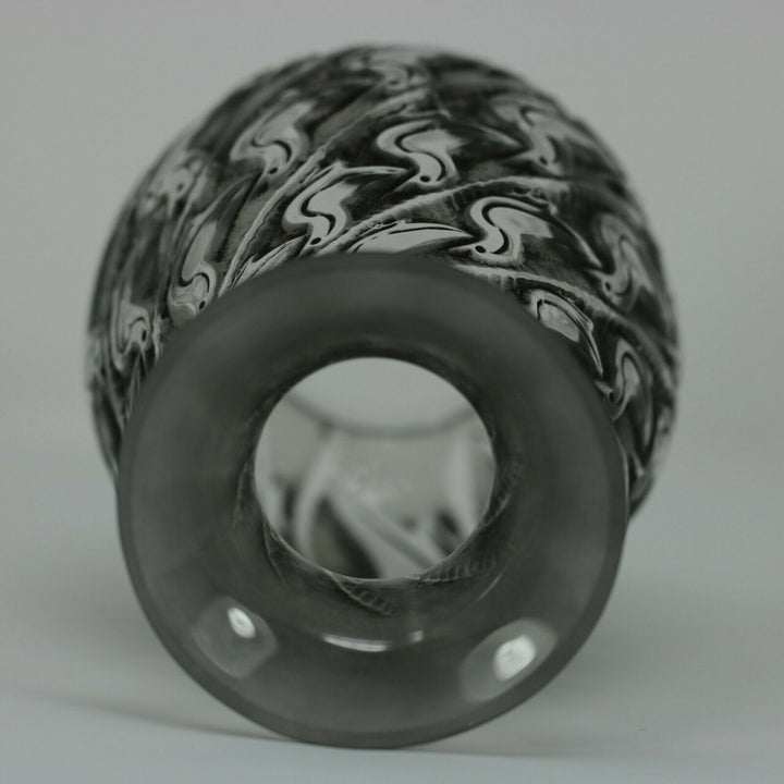 ルネ・ラリックの透明フロストガラス花瓶「カナール」