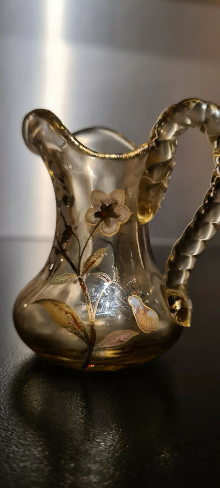 Rare Pichet Miniature Verre Émaillé Emile Gallé Nancy 1ere Periode Old vase 1900