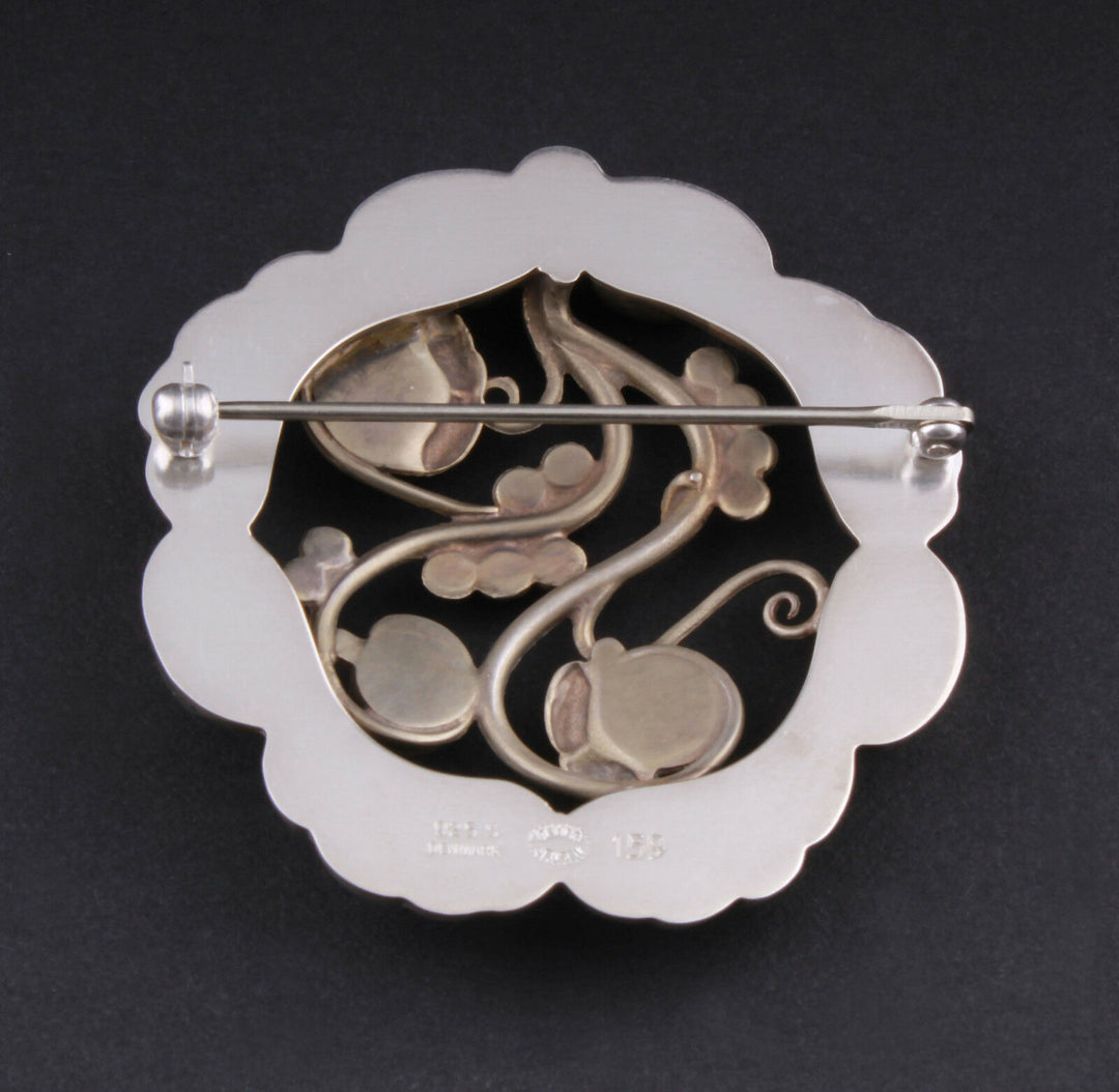 Georg Jensen Sterling Silver Brooch #159 w. Silverballs. Designed by GJ himself.