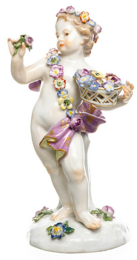 Figurine Cherub as Flower Child Meissen amoretten 1. Choice 1924-34 Height: 13,5cm