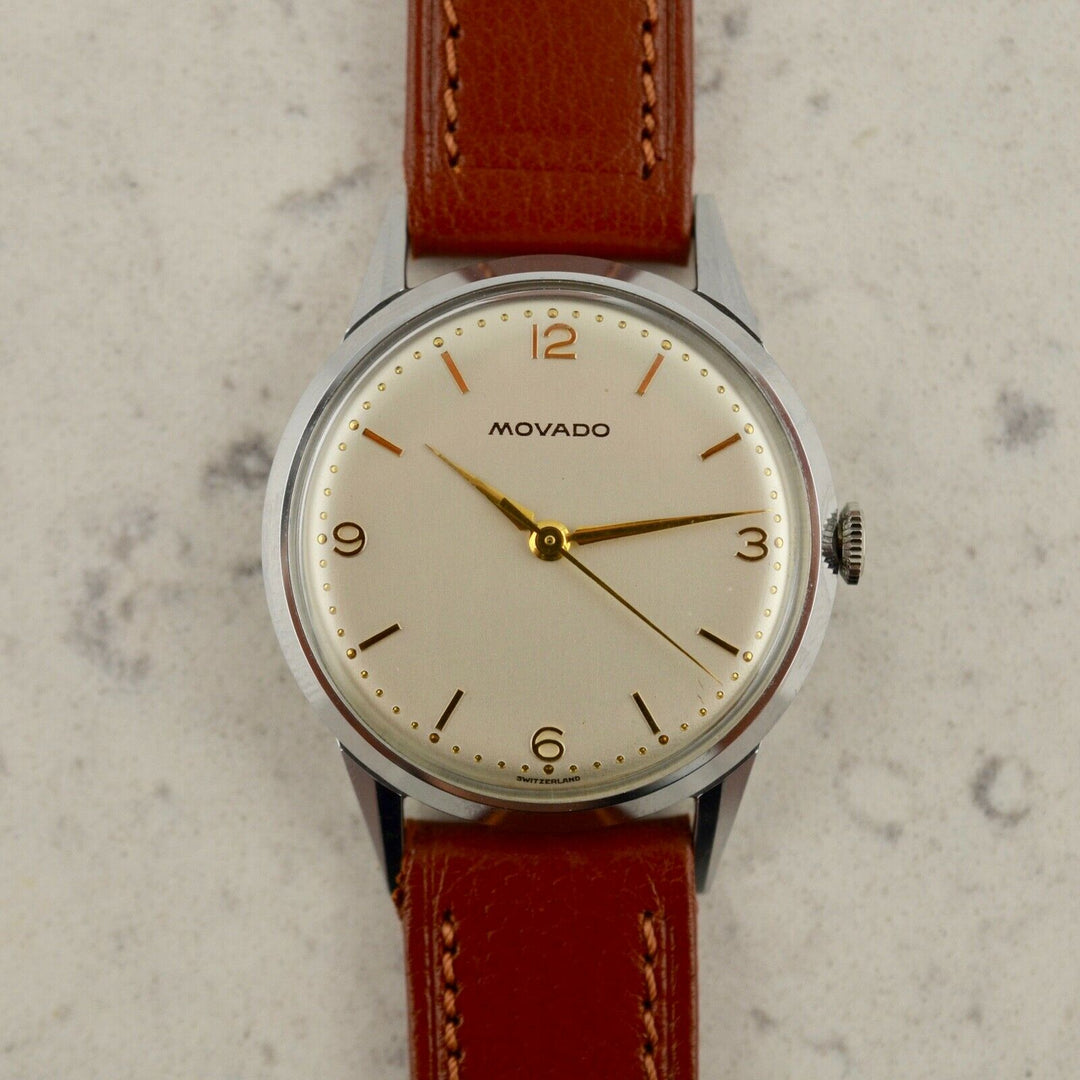 1960年　モバードヴィンテージウォッチ（NOS）　カラトラバ MOVADO Calatrava スチール製　箱とタグ付き