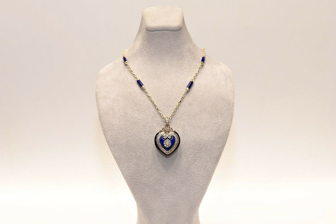 アンティーク ビクトリア朝スタイル 14K ゴールド 天然ダイヤモンド ハートネックレス