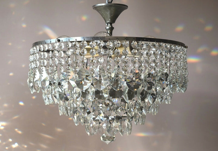 Silver Flush Crystal Crystal Chandelier, Ceiling Antique Vintage Lighting lamp
