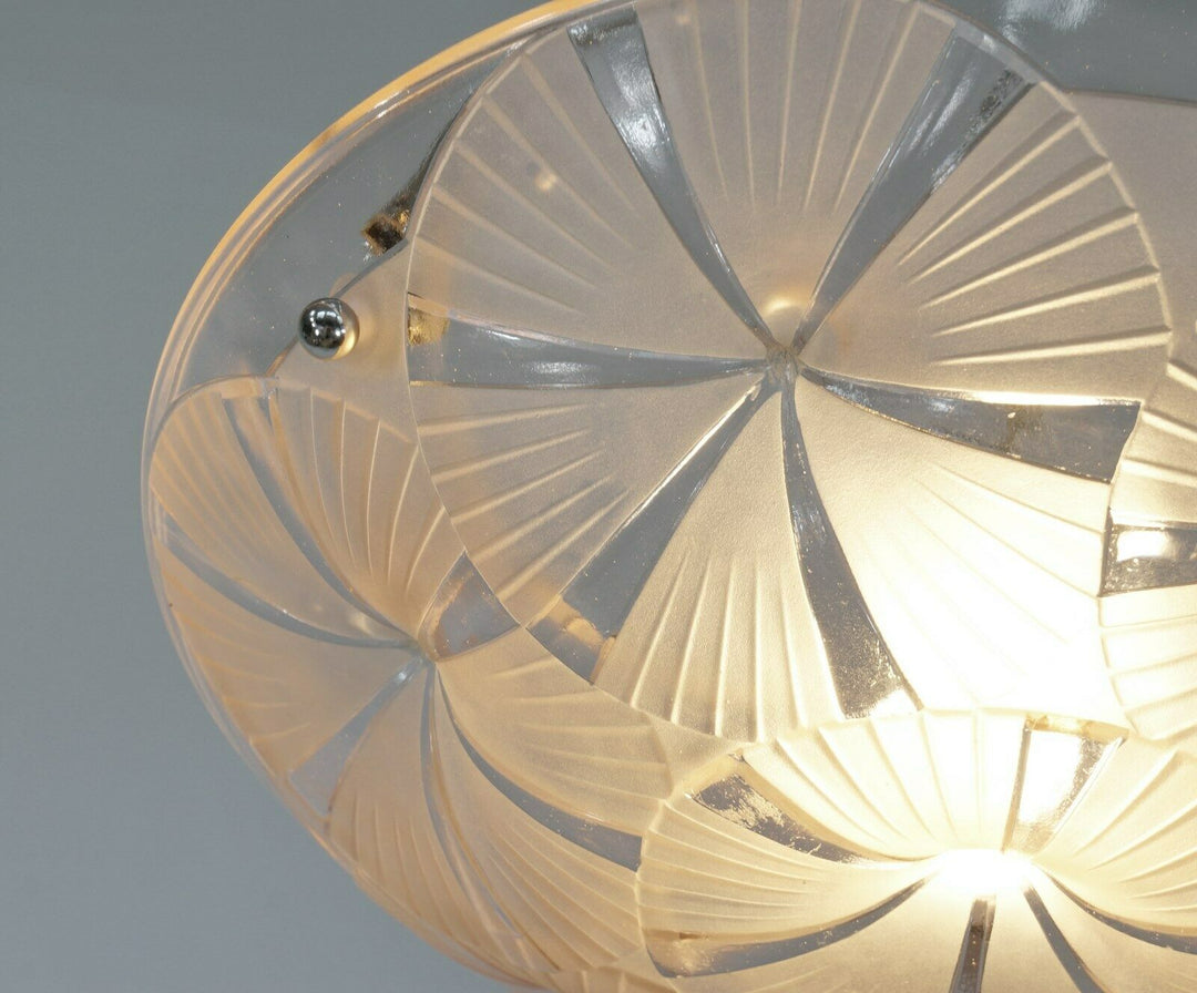 HUBENS & DEGUÉ : FRENCH 1930 ART DECO PENDANT . chandelier 1925 lamp muller era