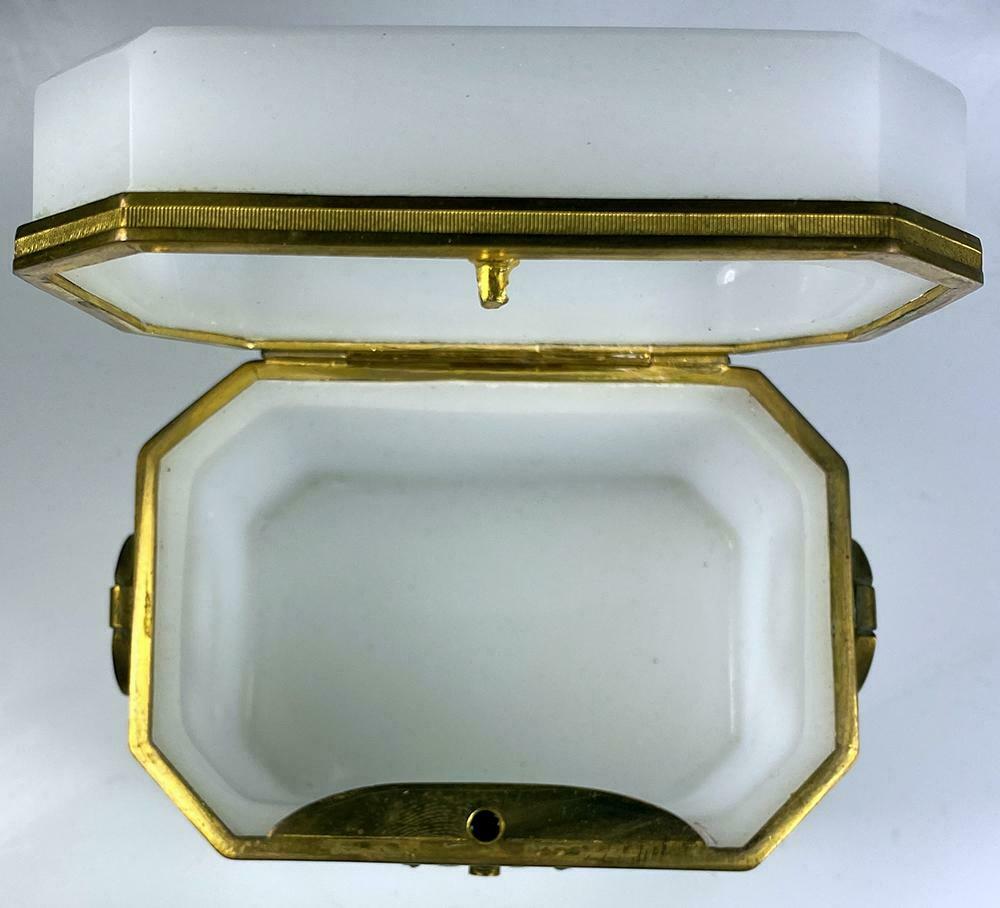 Opulent Antique French White Opaline, Dore Bronze Sugar Caddy, c.1810-30 Box