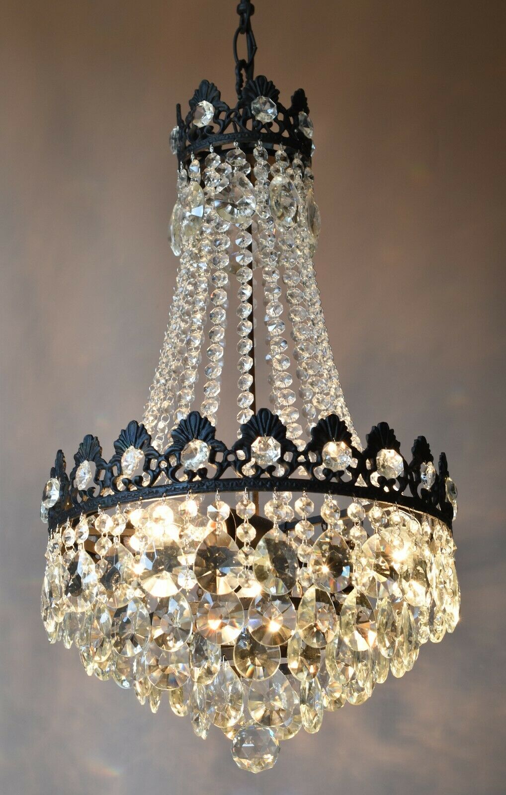 French Empire Chandelier Antique Style Vintage Hallway Lighting, Ceiling Pendant
