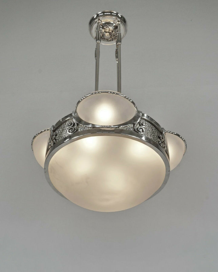 RARE FRENCH 1930 ART DECO CHANDELIER ......... lamp muller degue daum era France