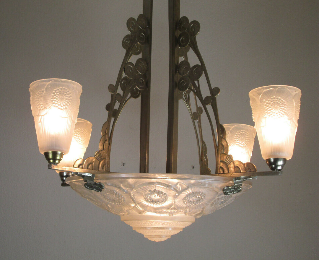 WONDERFUL FRENCH ART DECO CHANDELIER 1925 - VERDUN - FRANCE