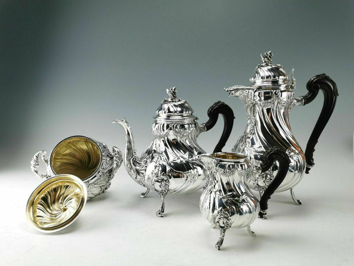 CARDEILHAC - Exceptional silver coffee tea 4 piece set - French minerve .950