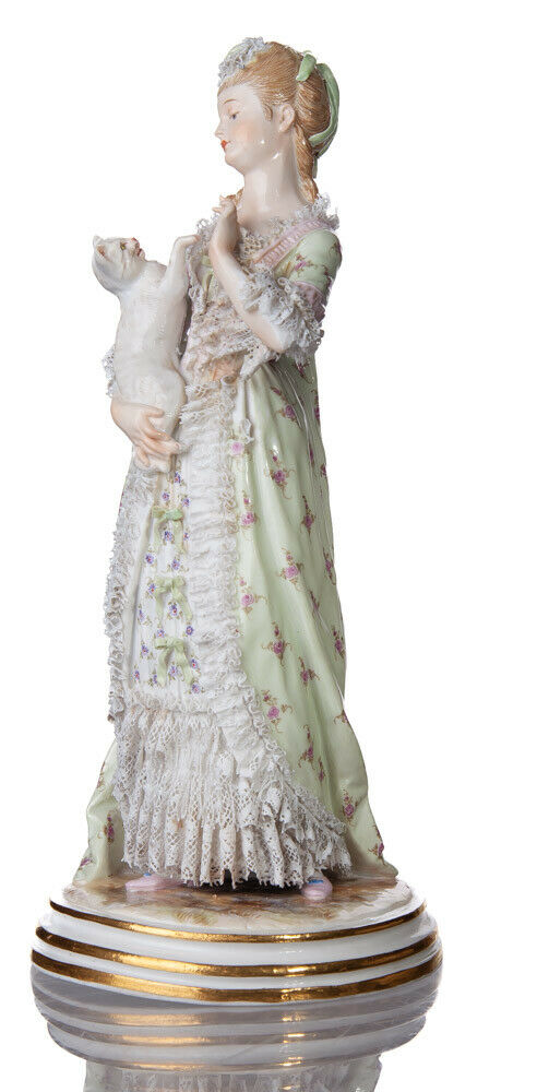 ✤マイセン(Meissen)フィギュリン『ジョウロを持つ少女』 マイセン人形 フィギュリン 題名『猫と少女』 J・ウンガラーデザイン