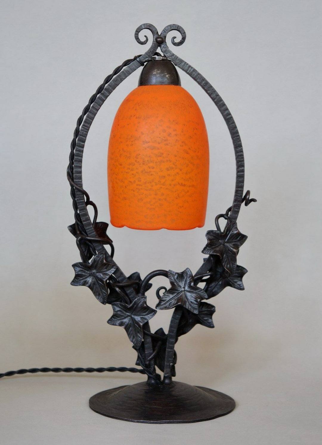 DELATTE : FRENCH ART DECO LAMP ............... wrought iron 1925 1930 muller era