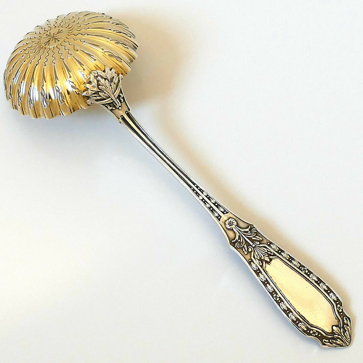 Bergeron French Sterling Silver 18k Gold Sugar Sifter Spoon, Renaissance