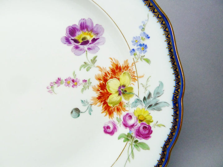 (G6263) Meissen Teller, A-Kante, Blumenmalerei, Goldrand, 1.Wahl, D=25cm