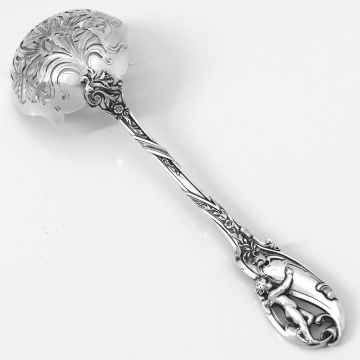 Canaux Masterpiece French Sterling Silver Sugar Sifter Spoon, Cherub