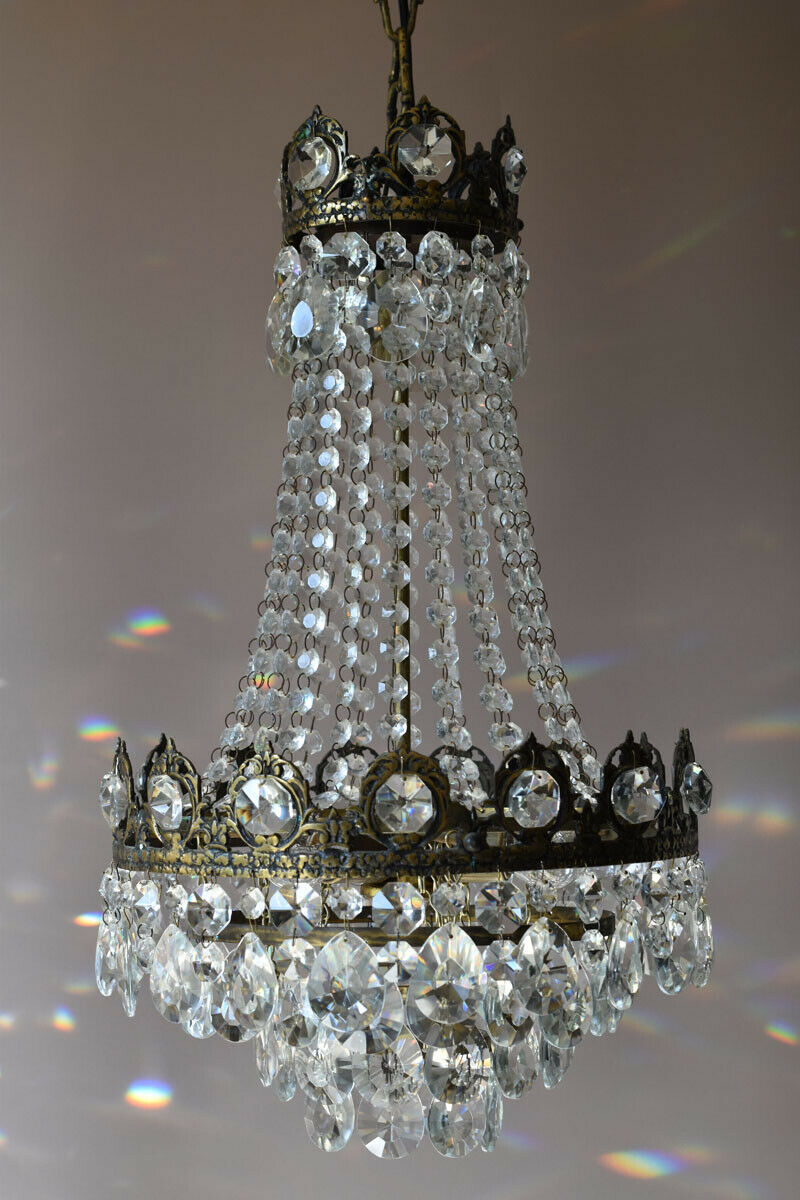 Big Sale,Vintage Crystal Chandelier, Antique French Style mid century Lighting