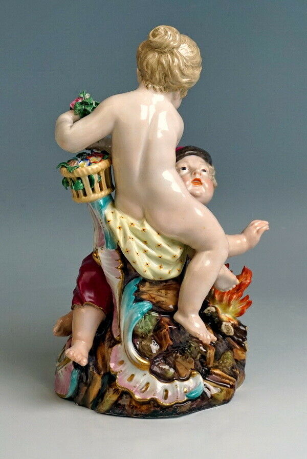 4 邁森 MEISSEN マイセン FIGUR GRUPPEN ALLEGORIE FRÜHLING SOMMER HERBST WINTER UM 1860