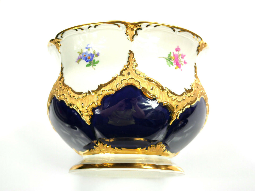 seltene, große Keksdose - MEISSEN - B-Form - kobaltblau - Ø ca. 17cm H: ca. 18cm