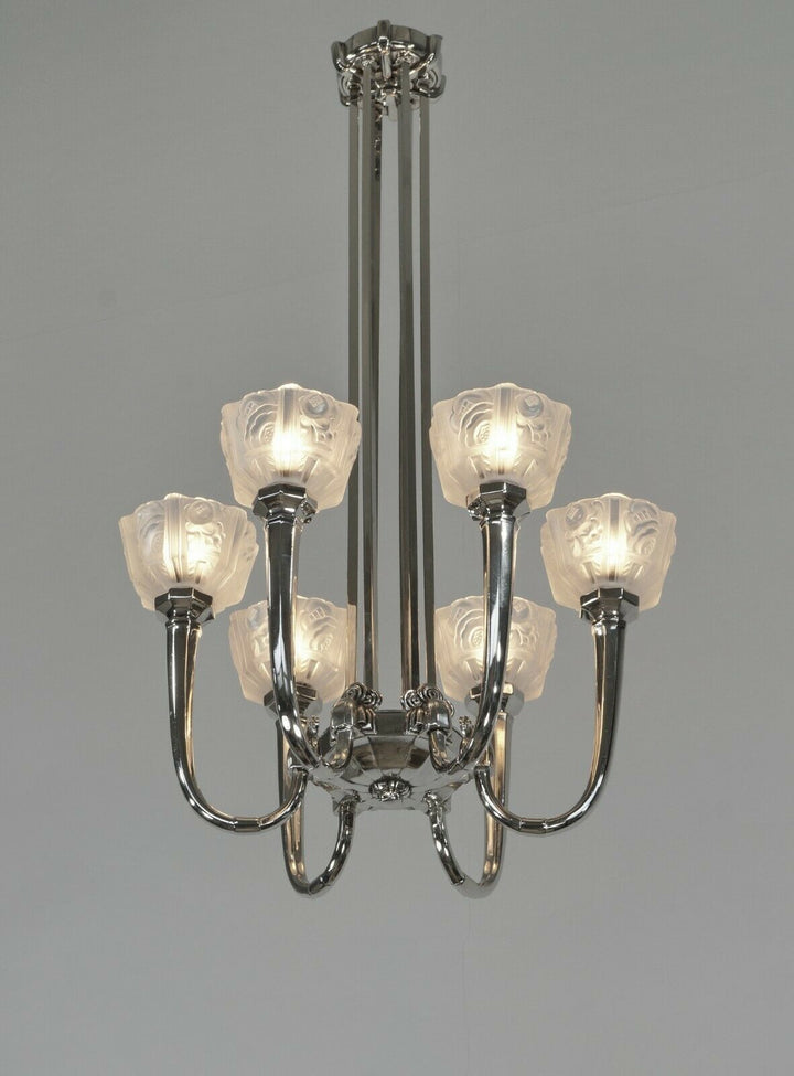 GM BORETTI : FRENCH 1930 ART DECO CHANDELIER . lamp muller degue daum era France
