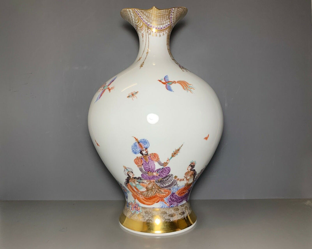 GROSSE MEISSEN VASE 1001 NACHT VIEL GOLD HEINZ WERNER SEHR GUTER ZUSTAND H:45cm