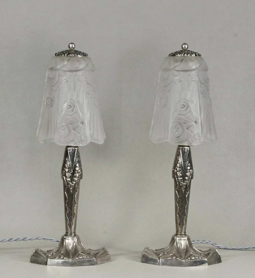 GAUTHIER EJG : pair of FRENCH 1930 ART DECO LAMPS ....... lamp muller era France