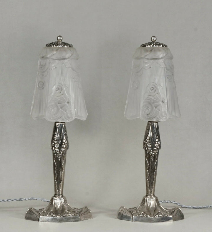 GAUTHIER EJG : pair of FRENCH 1930 ART DECO LAMPS ....... lamp muller era France