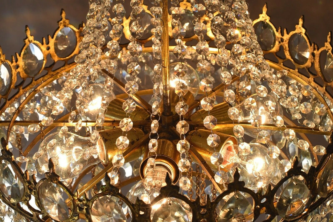 French Empire Crystal Chandelier Antique Vintage Ceiling Lighting Pendant Lamp