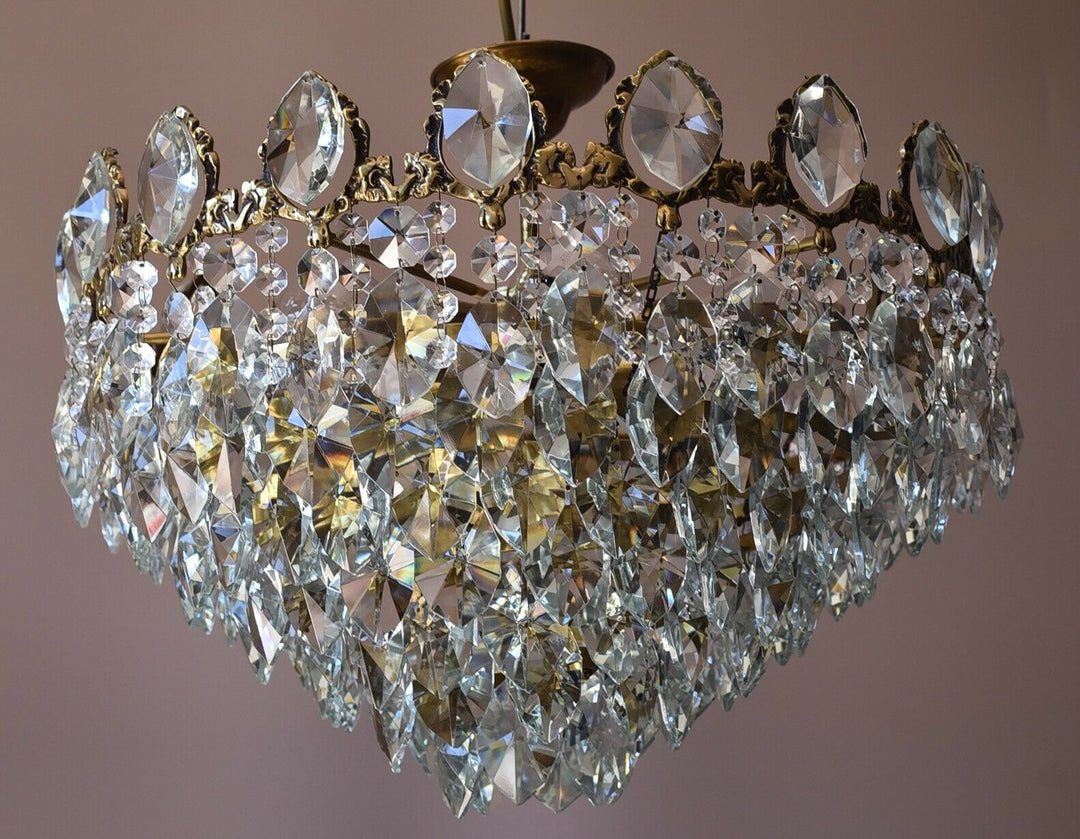 Flush Antique French Vintage Crystal Chandelier Pendant Low Ceiling Lighting
