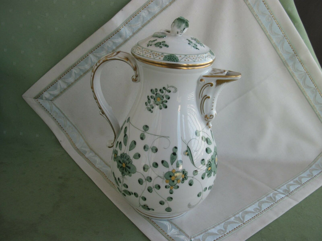 Schöne Meissen Kaffee-Kanne in Dekor Indisch Grün