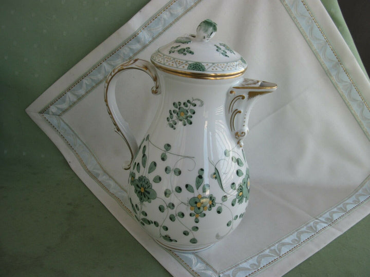 Schöne Meissen Kaffee-Kanne in Dekor Indisch Grün