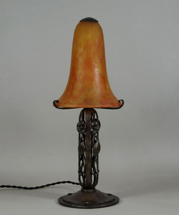 DAUM : FRENCH 1930 ART DECO LAMP wrought iron ... lampe muller era