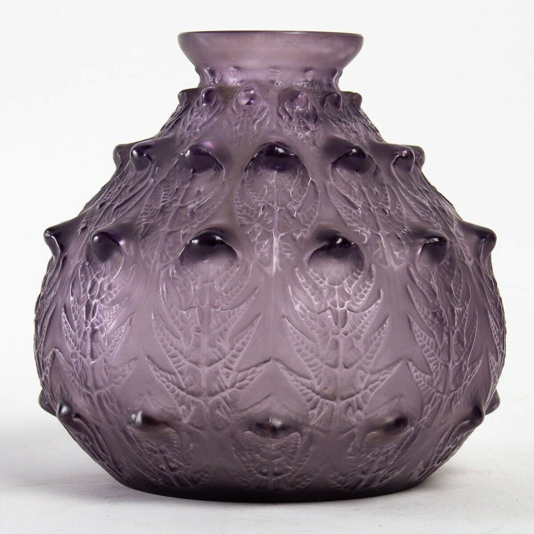 Vase Fougères René Lalique Améthyste R.Lalique Amethyst Purple Glass Ferns