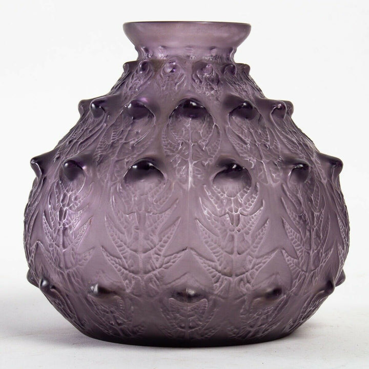 Vase Fougères René Lalique Améthyste R.Lalique Amethyst Purple Glass Ferns