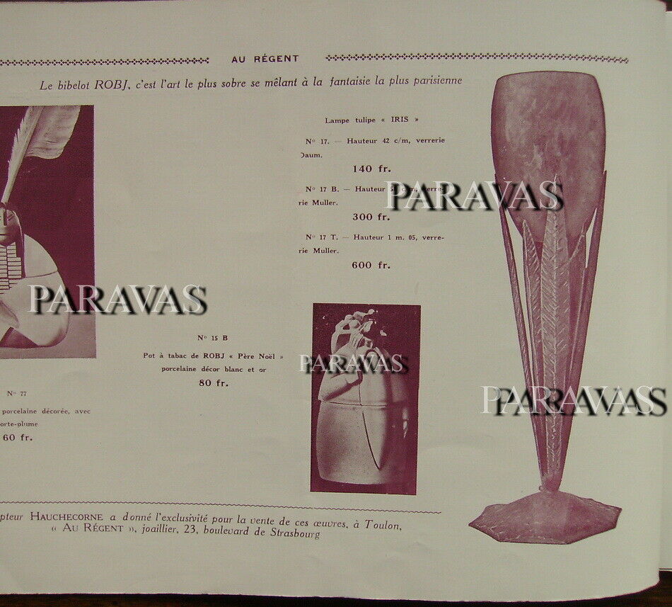 ROBJ & MULLER FRERES : RARE FRENCH 1925 ART DECO LAMP ............. France 1930