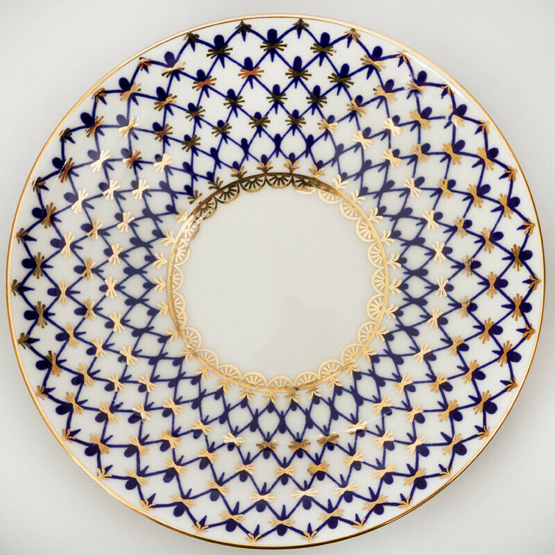 Wave Cobalt Net Coffee Cup & Saucer Imperial Porcelain Lomonosov Bone China